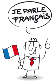 Cartoon character with French flag.