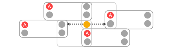Two stepping squares with rectangles on both sides of the squares.