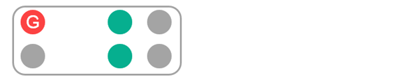 Rectangle with the two mode notes on the left side of the rectangle and a red G note on the left side of row two of the rectangle.